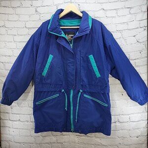 Vintage London Fog Coat Womens Medium Blue Insulated Removable Liner Ski Jacket